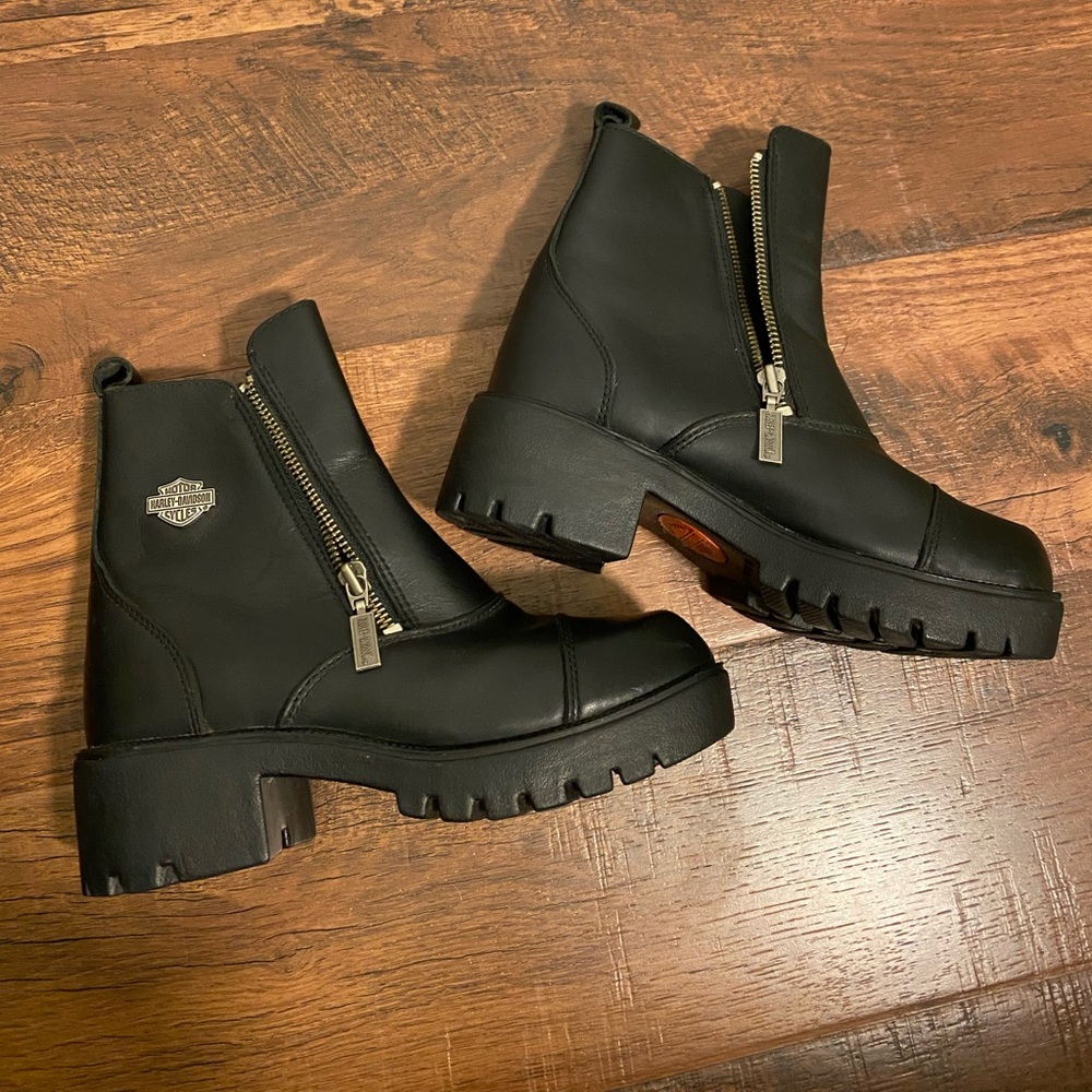 Vintage Harley-Davidson Moto Boots Black Leather Size 5 1/2